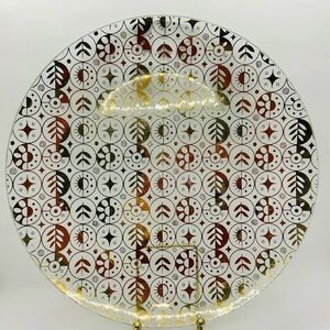 2 Vintage/MCM Plates Georges Briard Gold Glass Round Plate 11” ROUND CELESTIAL